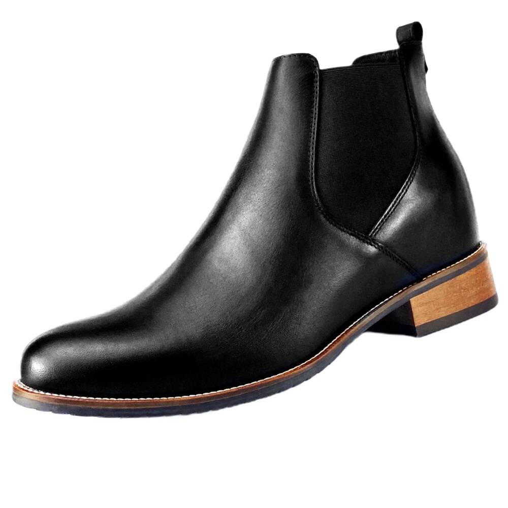 EMPOLI High Heel Boots For Men Height Increasing Chelsea Boots Men Taller Shoes + 7CM/2.76 Inches